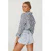 imageWomens Blouses Striped Long Sleeve Shirts Button Down Loose Fit Casual Tops01black