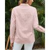 imageWomens Blouses Striped Long Sleeve Shirts Button Down Loose Fit Casual Tops01dark Pink