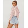 imageWomens Blouses Striped Long Sleeve Shirts Button Down Loose Fit Casual Tops01dark Pink