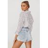 imageWomens Blouses Striped Long Sleeve Shirts Button Down Loose Fit Casual Tops01grey