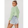 imageWomens Blouses Striped Long Sleeve Shirts Button Down Loose Fit Casual Tops01light Green