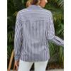 imageWomens Blouses Striped Long Sleeve Shirts Button Down Loose Fit Casual Tops01navy