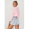 imageWomens Blouses Striped Long Sleeve Shirts Button Down Loose Fit Casual Tops01pink