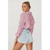 imageWomens Blouses Striped Long Sleeve Shirts Button Down Loose Fit Casual Tops01red