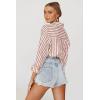 imageWomens Blouses Striped Long Sleeve Shirts Button Down Loose Fit Casual Tops01rust