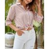 imageWomens Blouses Striped Long Sleeve Shirts Button Down Loose Fit Casual Tops01rust