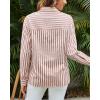 imageWomens Blouses Striped Long Sleeve Shirts Button Down Loose Fit Casual Tops01rust