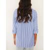 imageWomens Blouses Striped Long Sleeve Shirts Button Down Loose Fit Casual Tops03blue