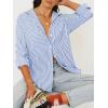 imageWomens Blouses Striped Long Sleeve Shirts Button Down Loose Fit Casual Tops03blue