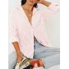 imageWomens Blouses Striped Long Sleeve Shirts Button Down Loose Fit Casual Tops03pink