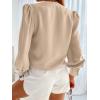 imageWomens Business Casual Tops Summer Long Sleeve Silk Button Down Shirts V Neck Chiffon BlousesAchampagne