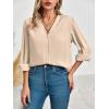 imageWomens Business Casual Tops Summer Long Sleeve Silk Button Down Shirts V Neck Chiffon BlousesAchampagne