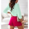 imageWomens Business Casual Tops Summer Long Sleeve Silk Button Down Shirts V Neck Chiffon BlousesBmint