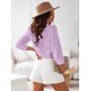 imageWomens Business Casual Tops Summer Long Sleeve Silk Button Down Shirts V Neck Chiffon BlousesBpurple