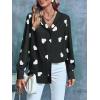 imageWomens Business Casual Tops Summer Long Sleeve Silk Button Down Shirts V Neck Chiffon BlousesXblack