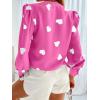 imageWomens Business Casual Tops Summer Long Sleeve Silk Button Down Shirts V Neck Chiffon BlousesXbright Pink