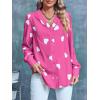 imageWomens Business Casual Tops Summer Long Sleeve Silk Button Down Shirts V Neck Chiffon BlousesXbright Pink