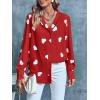 imageWomens Business Casual Tops Summer Long Sleeve Silk Button Down Shirts V Neck Chiffon BlousesXred