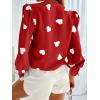 imageWomens Business Casual Tops Summer Long Sleeve Silk Button Down Shirts V Neck Chiffon BlousesXred