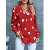 imageWomens Business Casual Tops Summer Long Sleeve Silk Button Down Shirts V Neck Chiffon BlousesXred