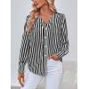 imageWomens Business Casual Tops Summer Long Sleeve Silk Button Down Shirts V Neck Chiffon BlousesYblack