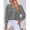 imageWomens Business Casual Tops Summer Long Sleeve Silk Button Down Shirts V Neck Chiffon BlousesYblack