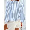 imageWomens Business Casual Tops Summer Long Sleeve Silk Button Down Shirts V Neck Chiffon BlousesYblue