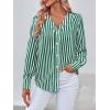 imageWomens Business Casual Tops Summer Long Sleeve Silk Button Down Shirts V Neck Chiffon BlousesYdark Green