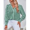 imageWomens Business Casual Tops Summer Long Sleeve Silk Button Down Shirts V Neck Chiffon BlousesYdark Green