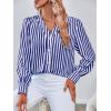 imageWomens Business Casual Tops Summer Long Sleeve Silk Button Down Shirts V Neck Chiffon BlousesYroyal Blue