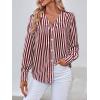 imageWomens Business Casual Tops Summer Long Sleeve Silk Button Down Shirts V Neck Chiffon BlousesYwine Red