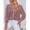 imageWomens Business Casual Tops Summer Long Sleeve Silk Button Down Shirts V Neck Chiffon BlousesYwine Red