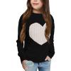 imageBatermoon Girls Pullover Sweaters Long Sleeve Cute Heart Pattern Crewneck Knit Jumper TopsBlack1