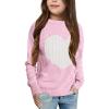 imageBatermoon Girls Pullover Sweaters Long Sleeve Cute Heart Pattern Crewneck Knit Jumper TopsPink