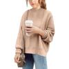 imageBatermoon Girls Pullover Sweaters Long Sleeve Drop Shoulder Side Split Knit Tunic Tops 714 YearsKhaki