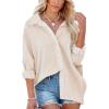 imageFlowyair Womens Oversized Button Down Shirts Business Casual Long Sleeve Blouse Work Striped TopsApricot