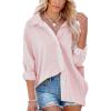 imageFlowyair Womens Oversized Button Down Shirts Business Casual Long Sleeve Blouse Work Striped TopsPink