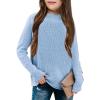 imageGirls Long Sleeve Sweater Mock Neck Fall Soft Knit Pullover Jumper TopsLight Blue