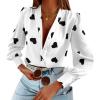 imageWomens Business Casual Tops Summer Long Sleeve Silk Button Down Shirts V Neck Chiffon BlousesXwhite