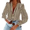 imageWomens Business Casual Tops Summer Long Sleeve Silk Button Down Shirts V Neck Chiffon BlousesYcoffee