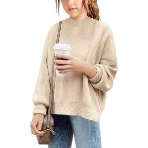 imageBatermoon Girls Pullover Sweaters Long Sleeve Drop Shoulder Side Split Knit Tunic Tops 714 YearsApricot