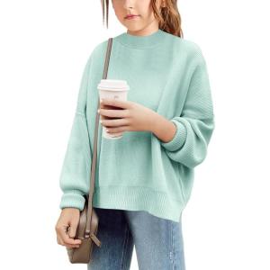 imageBatermoon Girls Pullover Sweaters Long Sleeve Drop Shoulder Side Split Knit Tunic Tops 714 YearsMint Green