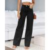 imagePLNOTME Womens High Waisted Jeans Boyfriend Baggy Straight Leg Casual Denim PantsBlack Regular