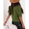 imageWomens Puff Short Sleeve Sweater Tops 2025 Spring Summer Trendy Crew Neck Casual T Shirts BlousesArmy Green