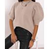 imageWomens Puff Short Sleeve Sweater Tops 2025 Spring Summer Trendy Crew Neck Casual T Shirts BlousesBeige