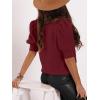 imageWomens Puff Short Sleeve Sweater Tops 2025 Spring Summer Trendy Crew Neck Casual T Shirts BlousesBurgundy