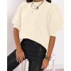 imageWomens Puff Short Sleeve Sweater Tops 2025 Spring Summer Trendy Crew Neck Casual T Shirts BlousesCream