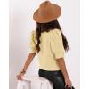 imageWomens Puff Short Sleeve Sweater Tops 2025 Spring Summer Trendy Crew Neck Casual T Shirts BlousesGoose Yellow