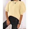 imageWomens Puff Short Sleeve Sweater Tops 2025 Spring Summer Trendy Crew Neck Casual T Shirts BlousesGoose Yellow