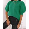 imageWomens Puff Short Sleeve Sweater Tops 2025 Spring Summer Trendy Crew Neck Casual T Shirts BlousesGreen